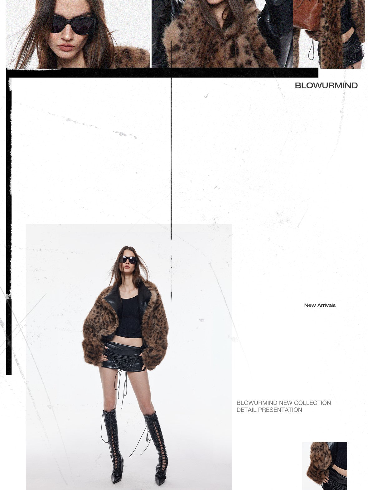 BUM STUDIO Leopard Print Reversible Waxed Pu Patchwork Women's Polyester Faux Fur Coats