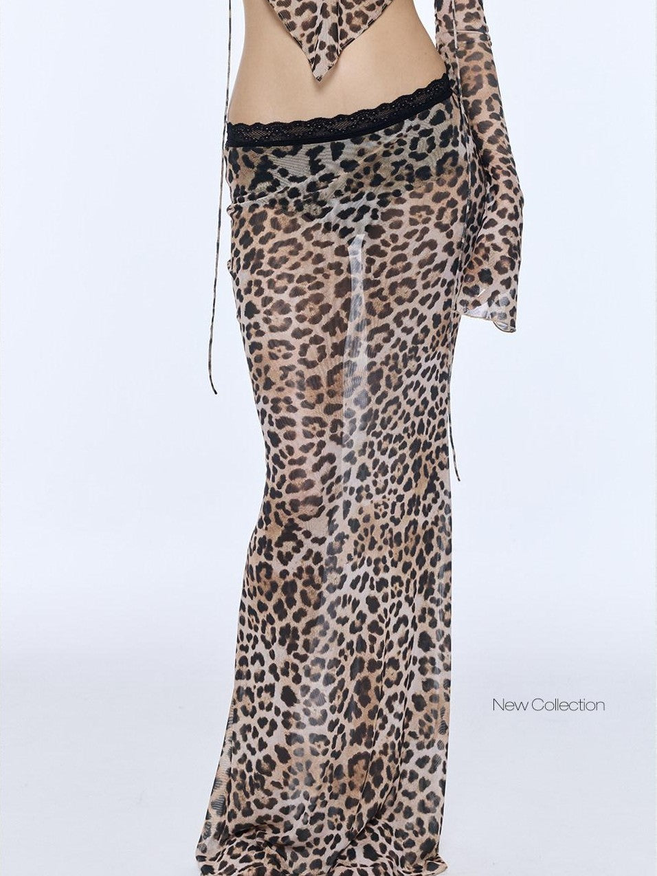 BUM STUDIO Leopard Print Tulle Mesh Built In Shorts Elastic Low Rise Women's Mermaid Skirts