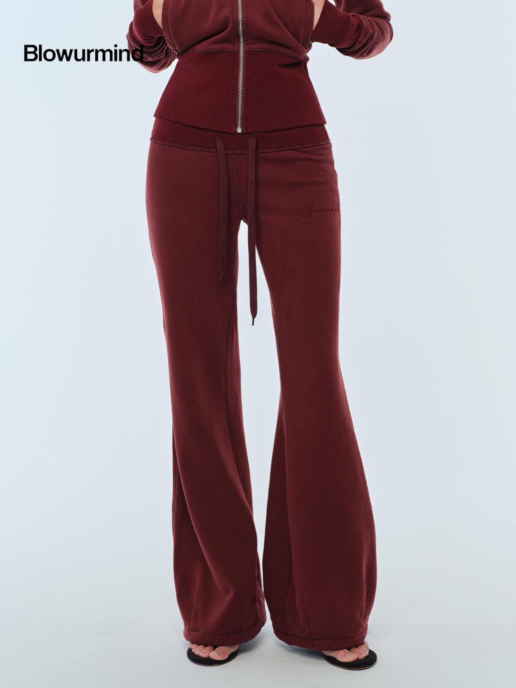BUM STUDIO Low Waist Flared Drawstring Cotton Women's Palazzo Pants