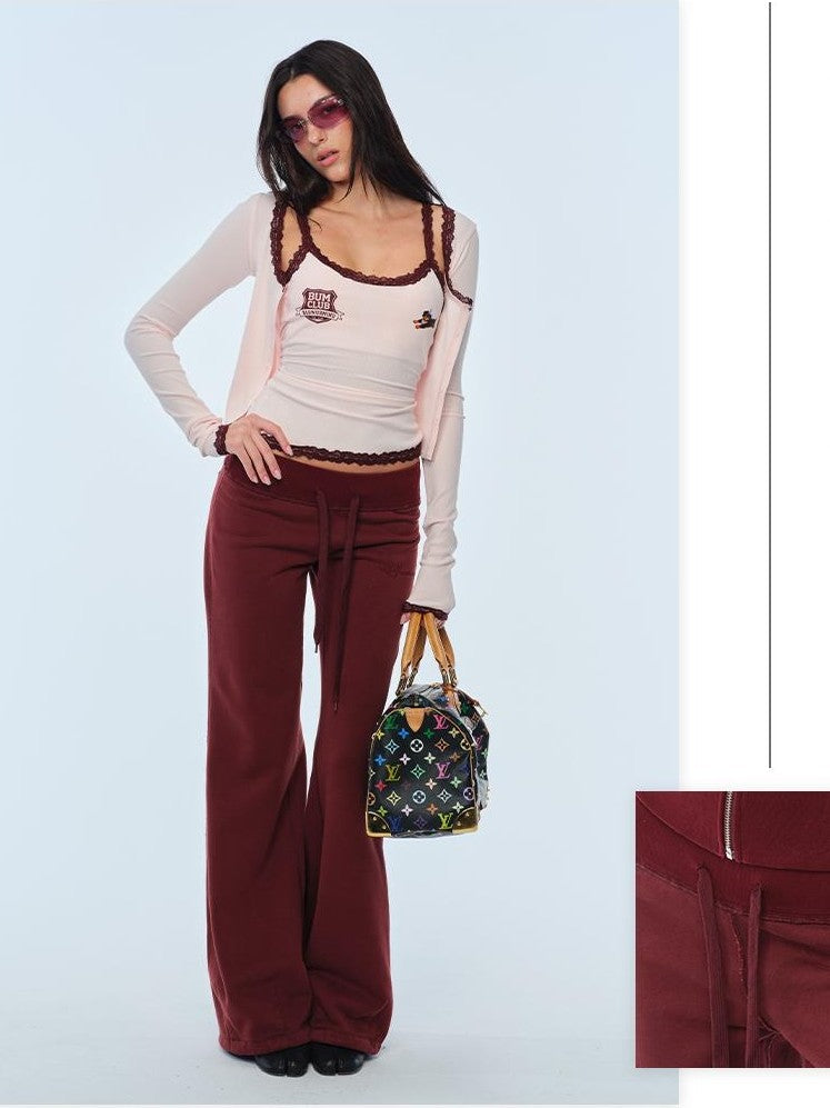 BUM STUDIO Low Waist Flared Drawstring Cotton Women's Palazzo Pants