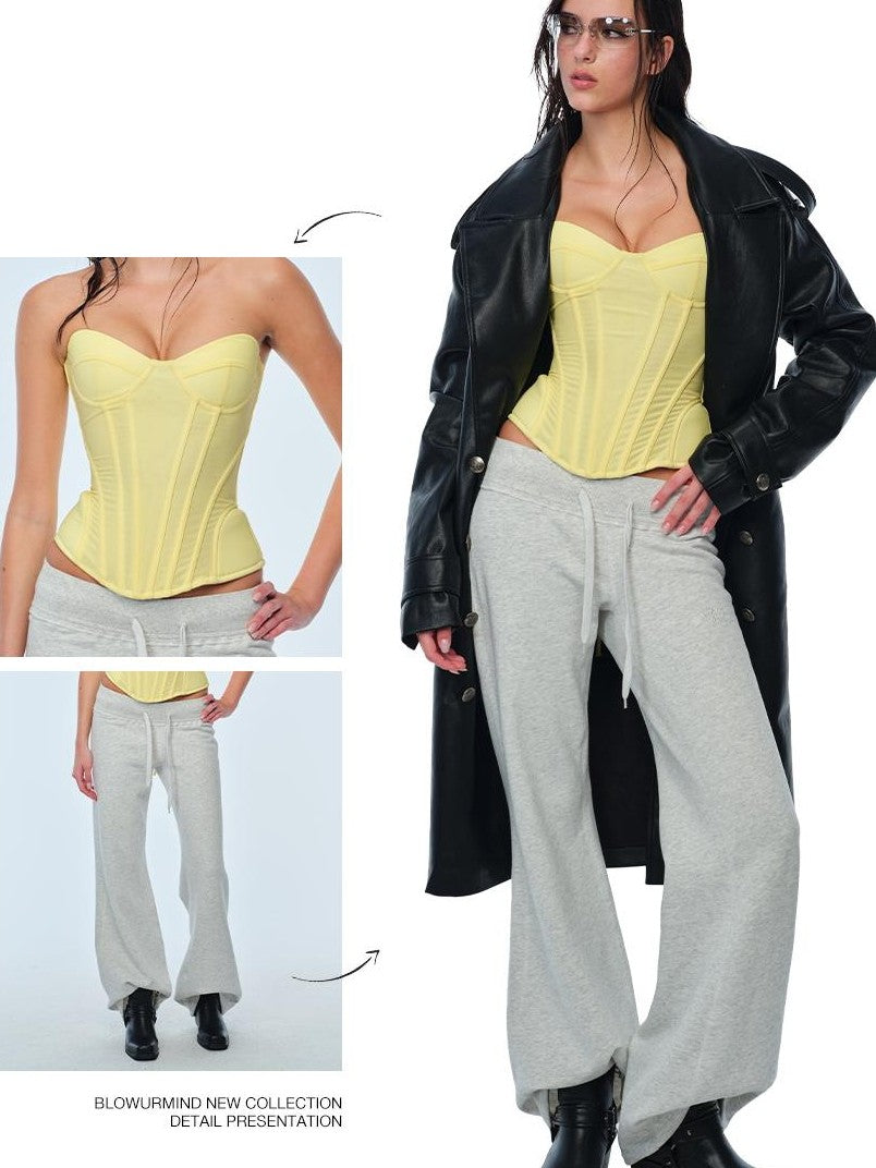 BUM STUDIO Low Waist Flared Drawstring Cotton Women's Palazzo Pants