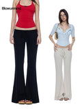 BUM STUDIO Matte Finish Cool Touch Low Rise Elongating Women's Modal Flare Pants