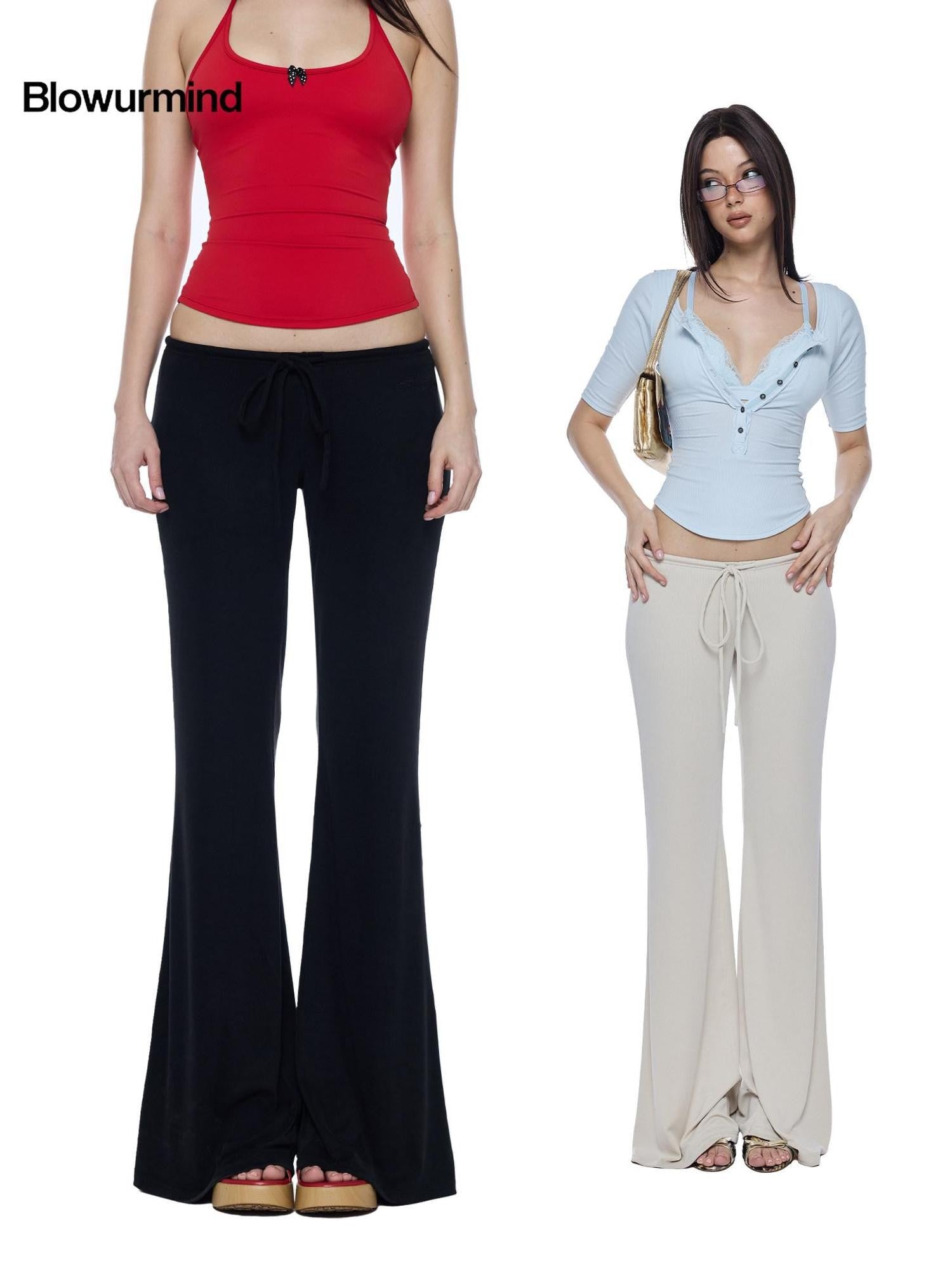 BUM STUDIO Matte Finish Cool Touch Low Rise Elongating Women's Modal Flare Pants