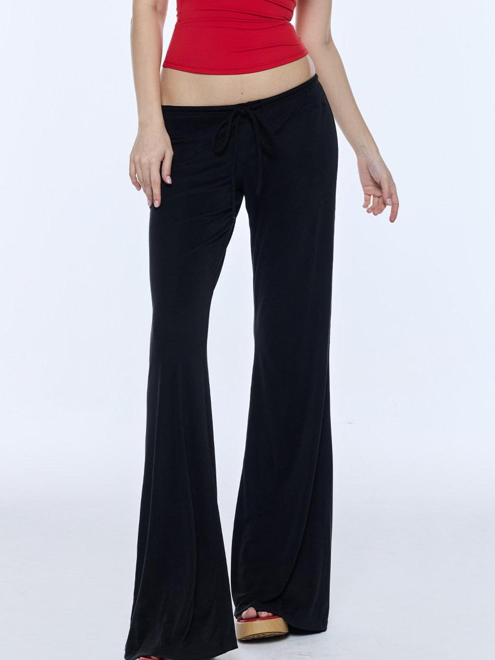 BUM STUDIO Matte Finish Cool Touch Low Rise Elongating Women's Modal Flare Pants