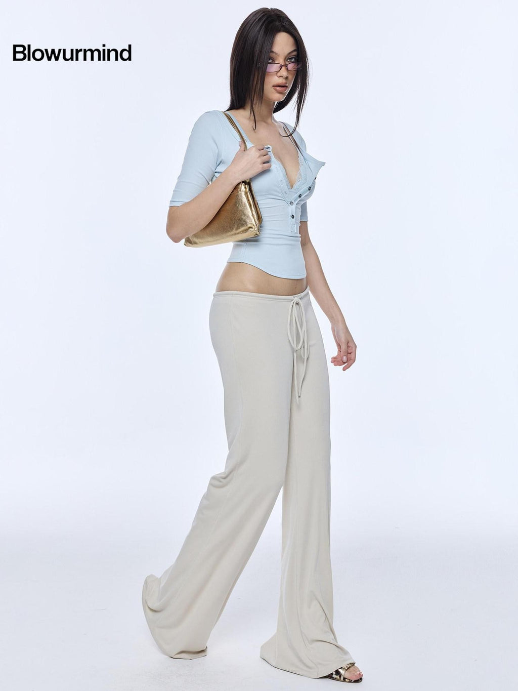 BUM STUDIO Matte Finish Cool Touch Low Rise Elongating Women's Modal Flare Pants