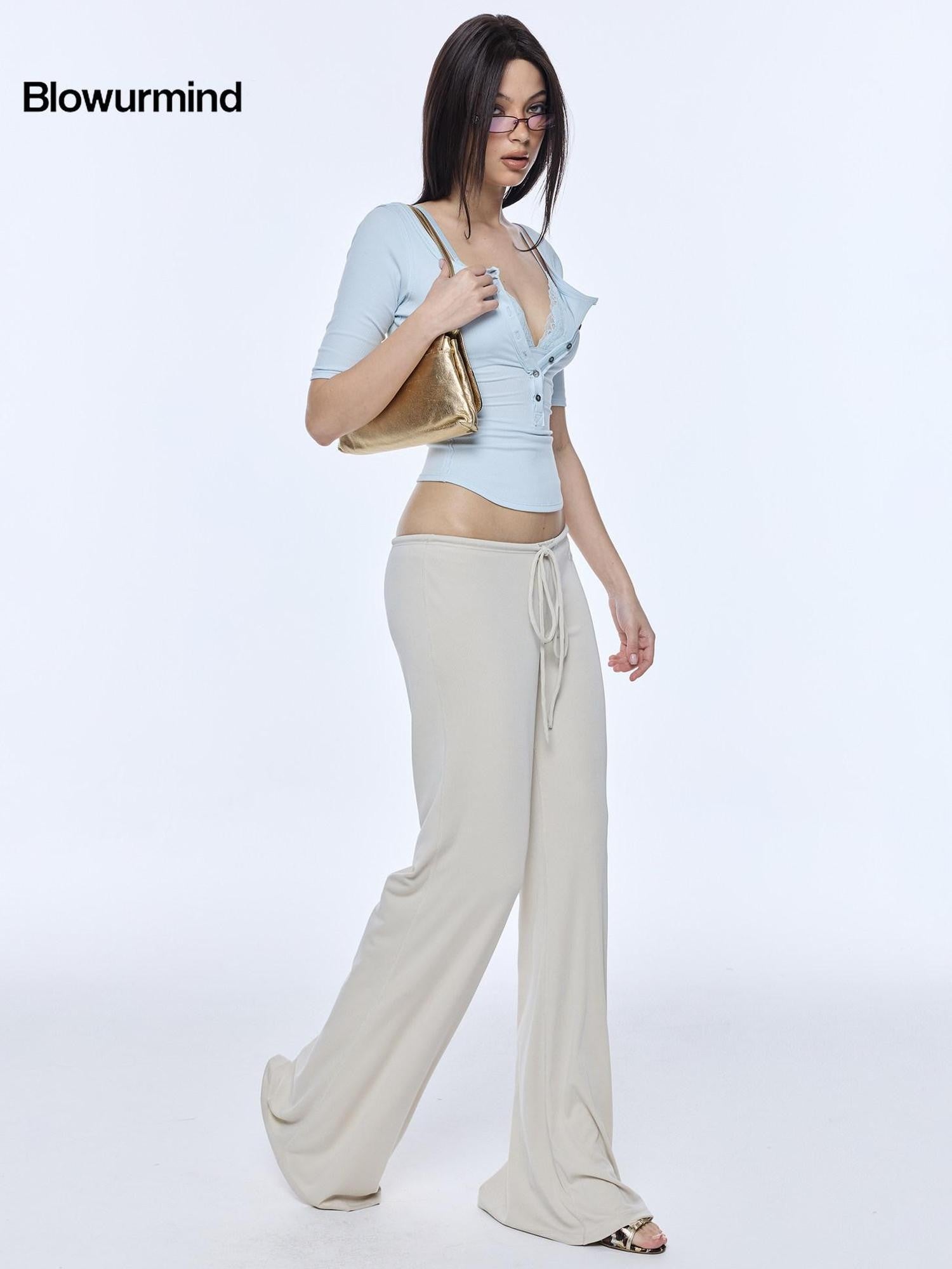 BUM STUDIO Matte Finish Cool Touch Low Rise Elongating Women's Modal Flare Pants