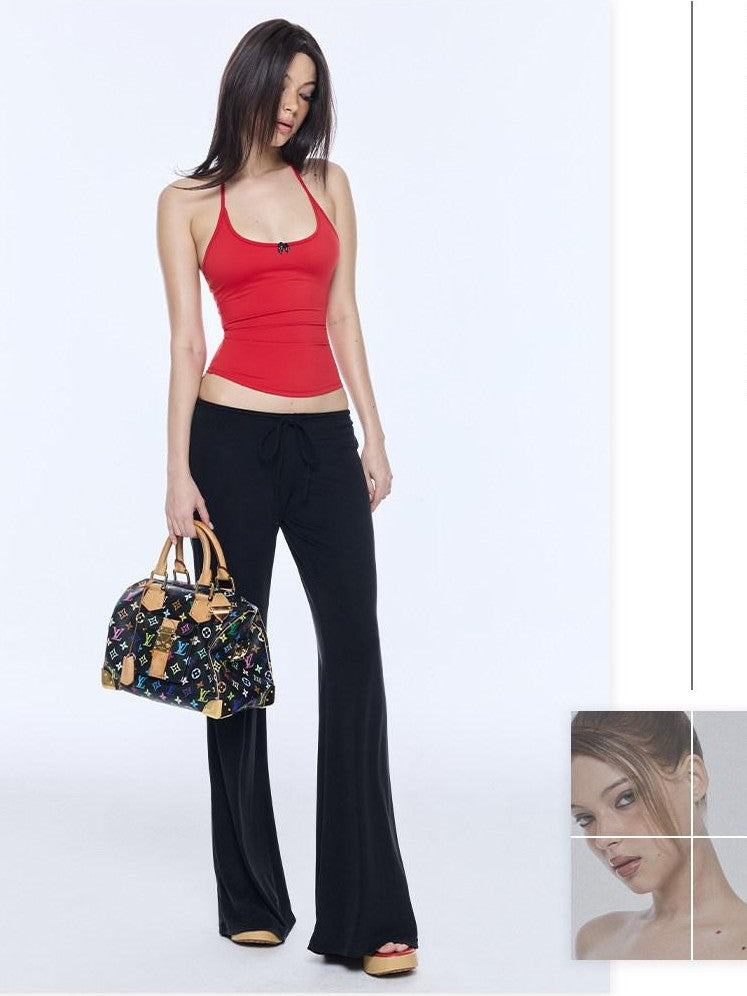 BUM STUDIO Matte Finish Cool Touch Low Rise Elongating Women's Modal Flare Pants
