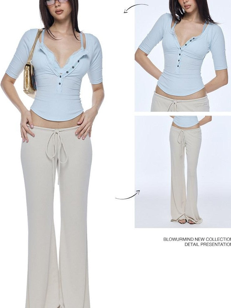 BUM STUDIO Matte Finish Cool Touch Low Rise Elongating Women's Modal Flare Pants