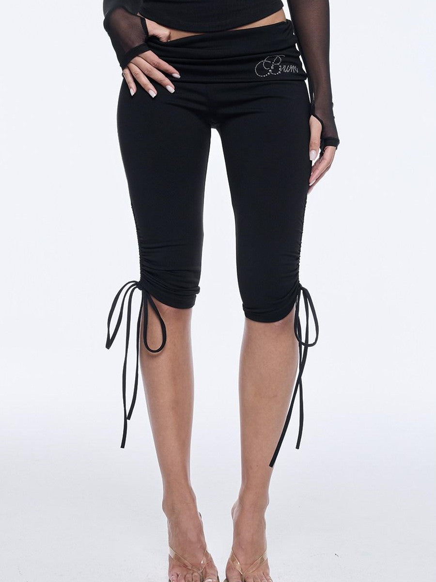 BUM STUDIO Mesh Splice Padded Halter Stud Logo Women's Nylon Sport Top & Shorts Sets