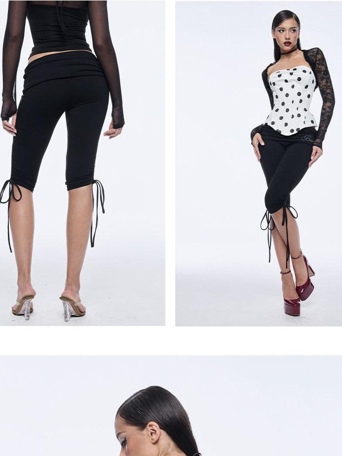 BUM STUDIO Mesh Splice Padded Halter Stud Logo Women's Nylon Sport Top & Shorts Sets