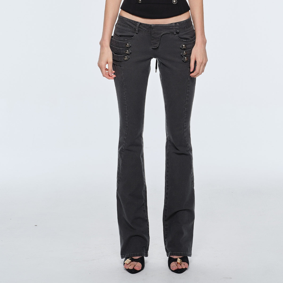 BUM_STUDIO_Napoleon_Embroidered_Low_Rise_Slim_Fit_Cotton_Women's_Flare_Pants_1074192954816_MISSTT