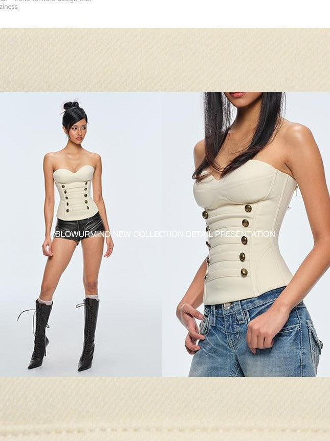 BUM STUDIO Napoleon Inspired Corset Waist Sculpting Backless Women's Tube Tops