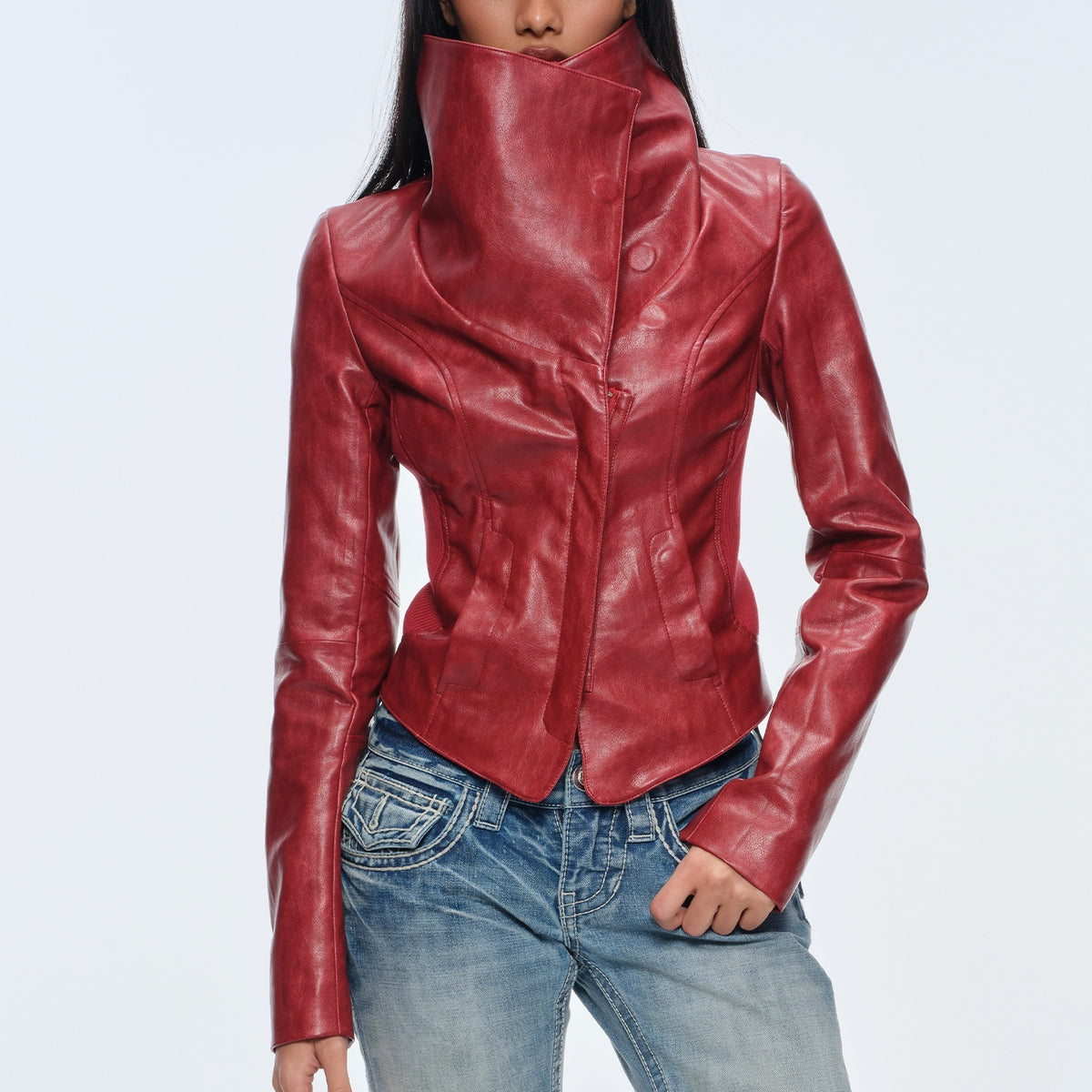BUM_STUDIO_Oversized_Collared_Magnetic_Closure_Slimming_Multi_Way_Wear_Women's_Faux_Leather_Jackets_1083844260446_MISSTT