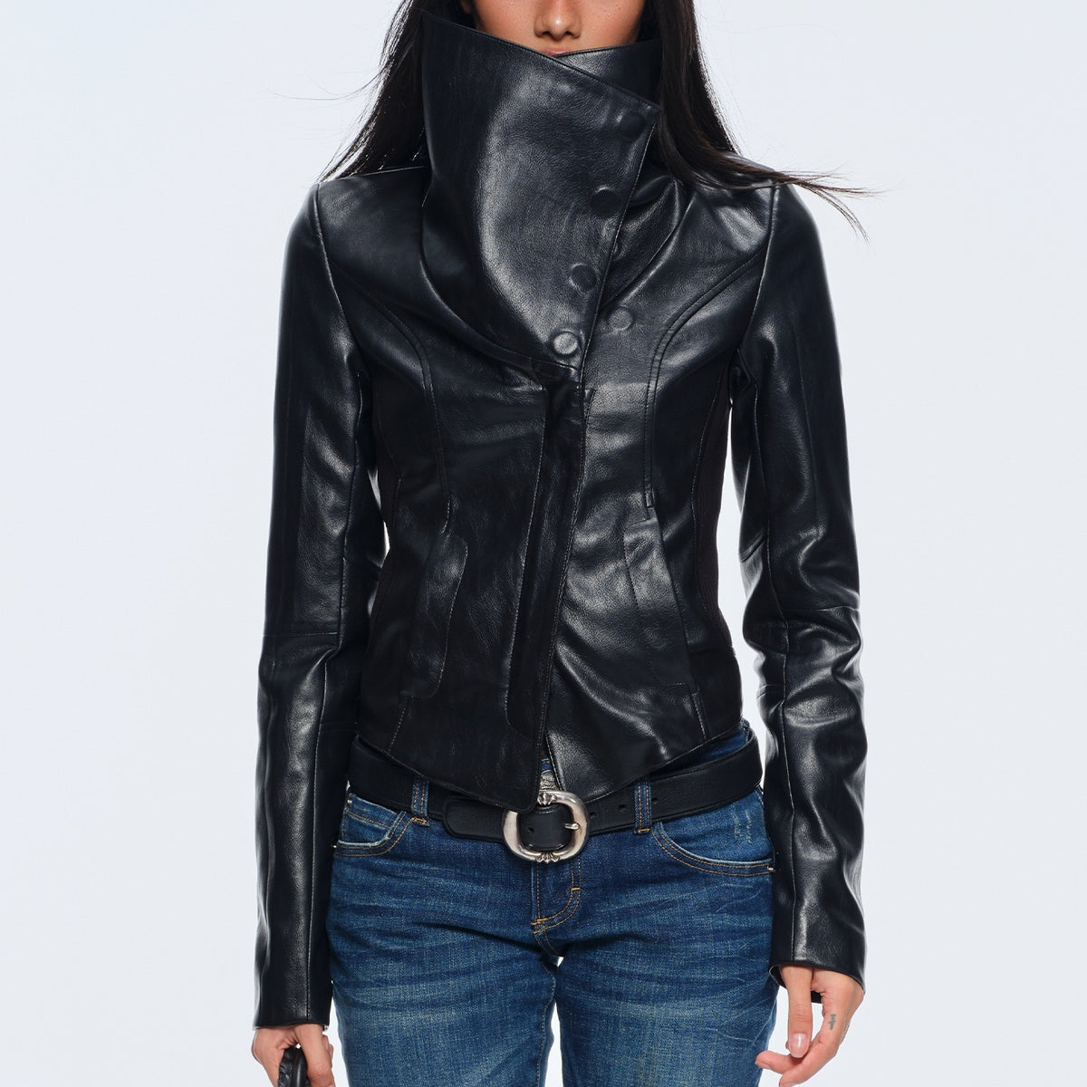 BUM_STUDIO_Oversized_Collared_Magnetic_Closure_Slimming_Multi_Way_Wear_Women's_Faux_Leather_Jackets_1083844260446_MISSTT
