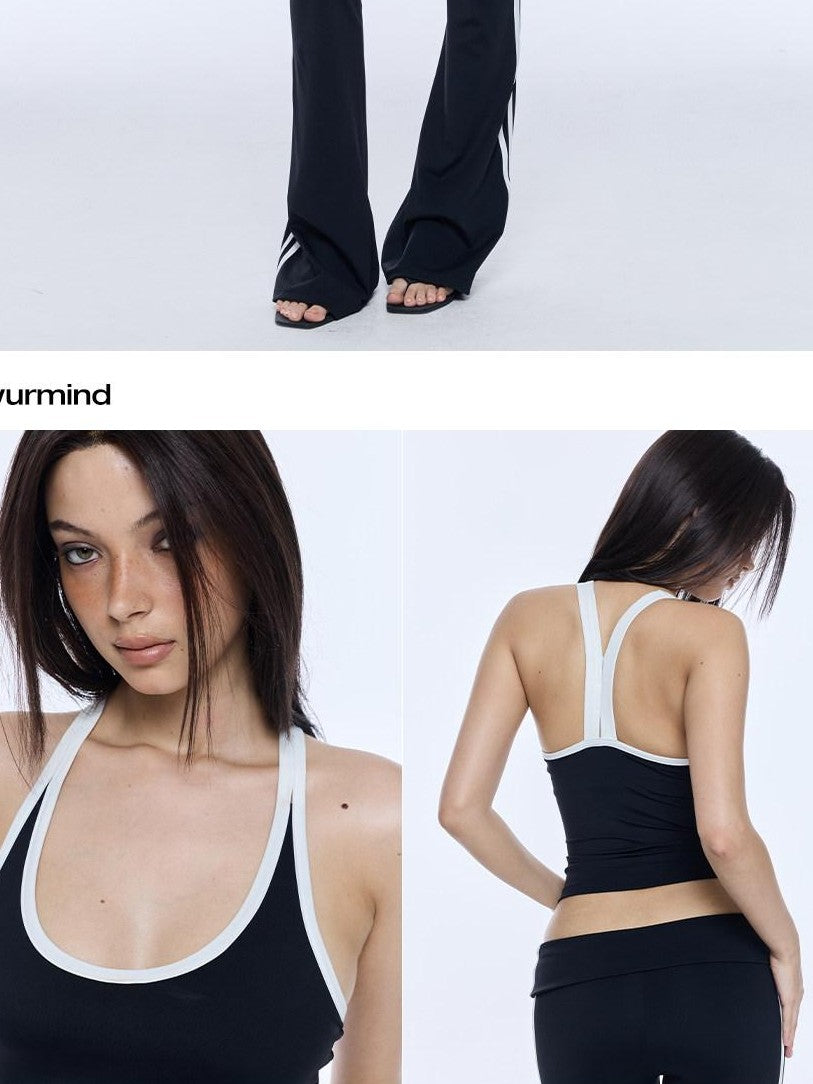 BUM STUDIO Padded Support Colorblock Striped Slim Fit Women's Stretch Racerback Tank Tops