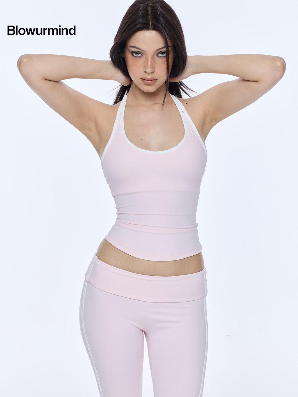BUM STUDIO Padded Support Colorblock Striped Slim Fit Women's Stretch Racerback Tank Tops