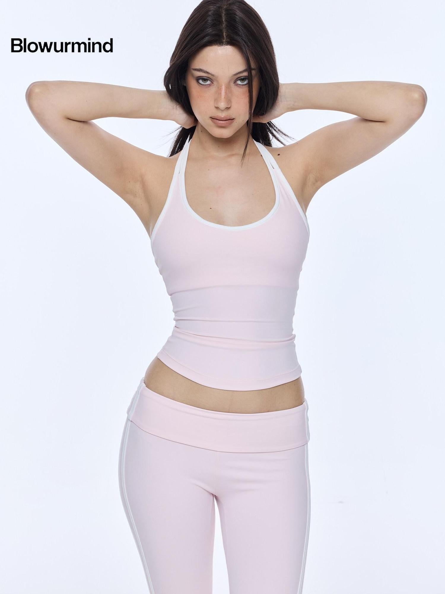 BUM STUDIO Padded Support Colorblock Striped Slim Fit Women's Stretch Racerback Tank Tops