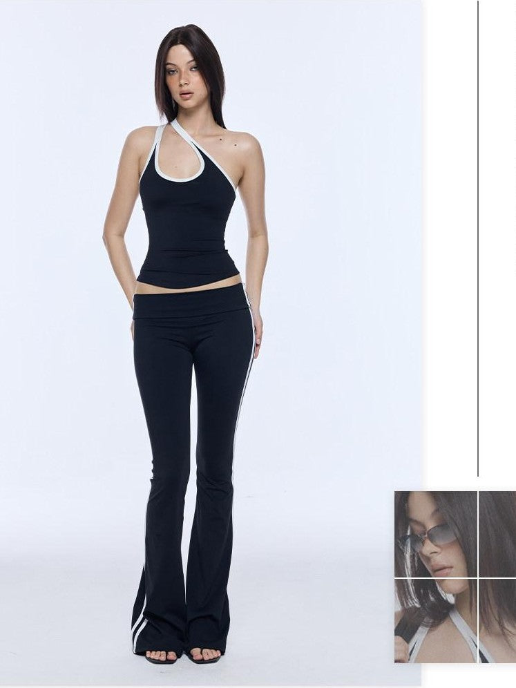 BUM STUDIO Padded Support Colorblock Striped Slim Fit Women's Stretch Racerback Tank Tops