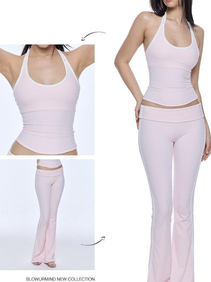 BUM STUDIO Padded Support Colorblock Striped Slim Fit Women's Stretch Racerback Tank Tops