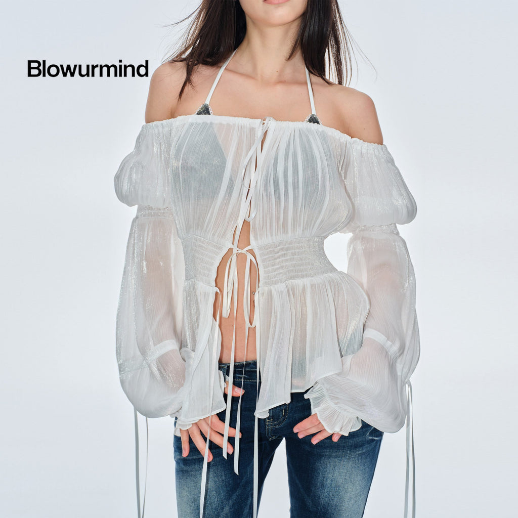 BUM_STUDIO_Pearlescent_Pleated_Tie_Waist_Lantern_Sleeves_Women's_Sheer_Chiffon_Halter_Tops_1033530945986_MISSTT