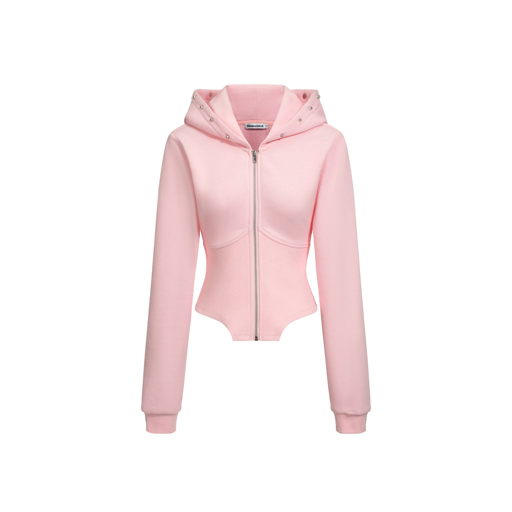 BUM_STUDIO_Pink_Studded_Fold_Over_Cinched_Waist_Flared_Pants_Women's_Cotton_Tracksuit_Sets_971899151178_MISSTT