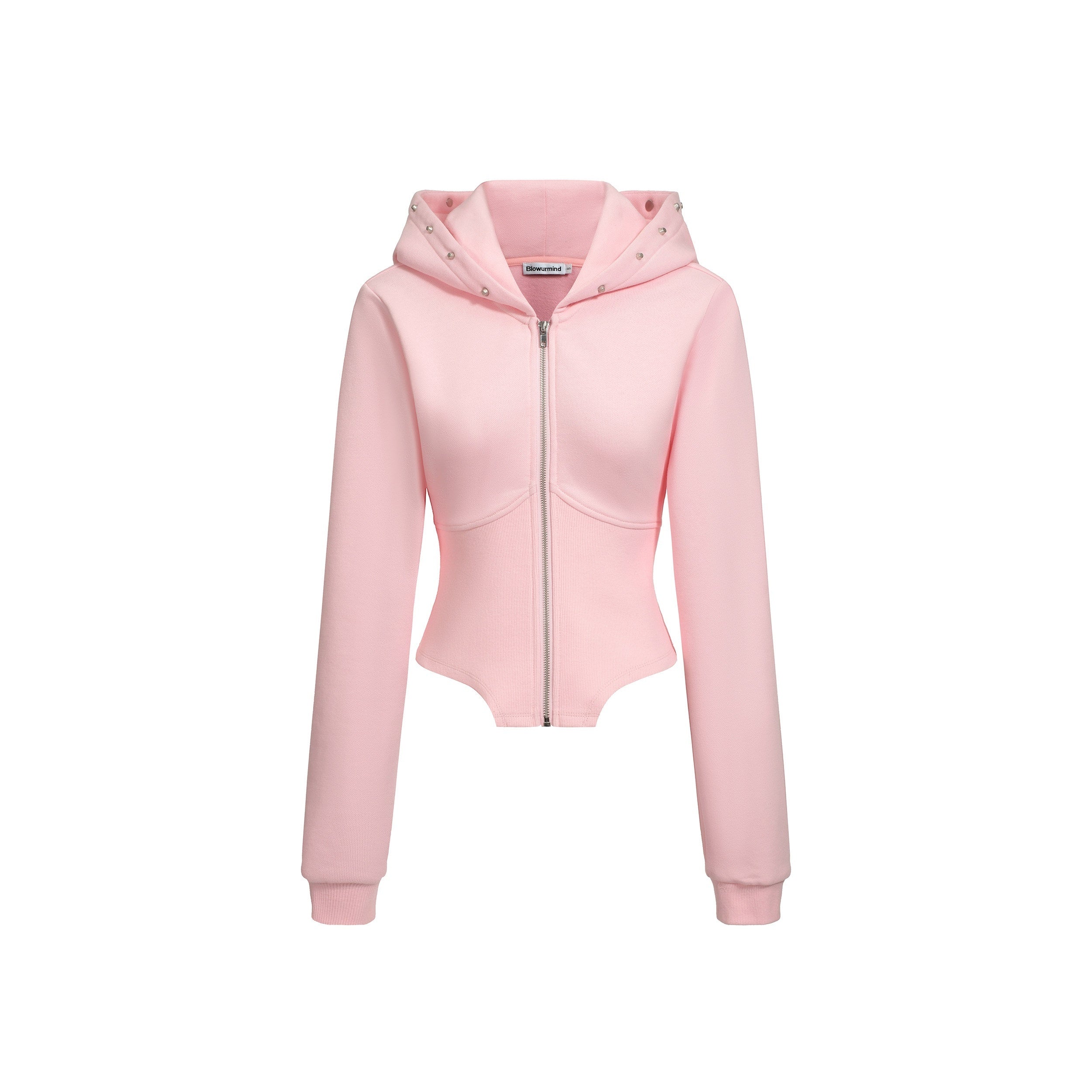 BUM_STUDIO_Pink_Studded_Fold_Over_Cinched_Waist_Flared_Pants_Women's_Cotton_Tracksuit_Sets_971899151178_MISSTT
