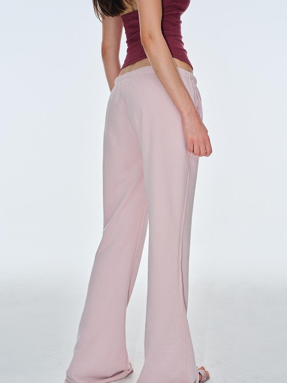 BUM STUDIO Pink Vintage Applique Embroidery Low Rise Women's Polyester Flare Pants