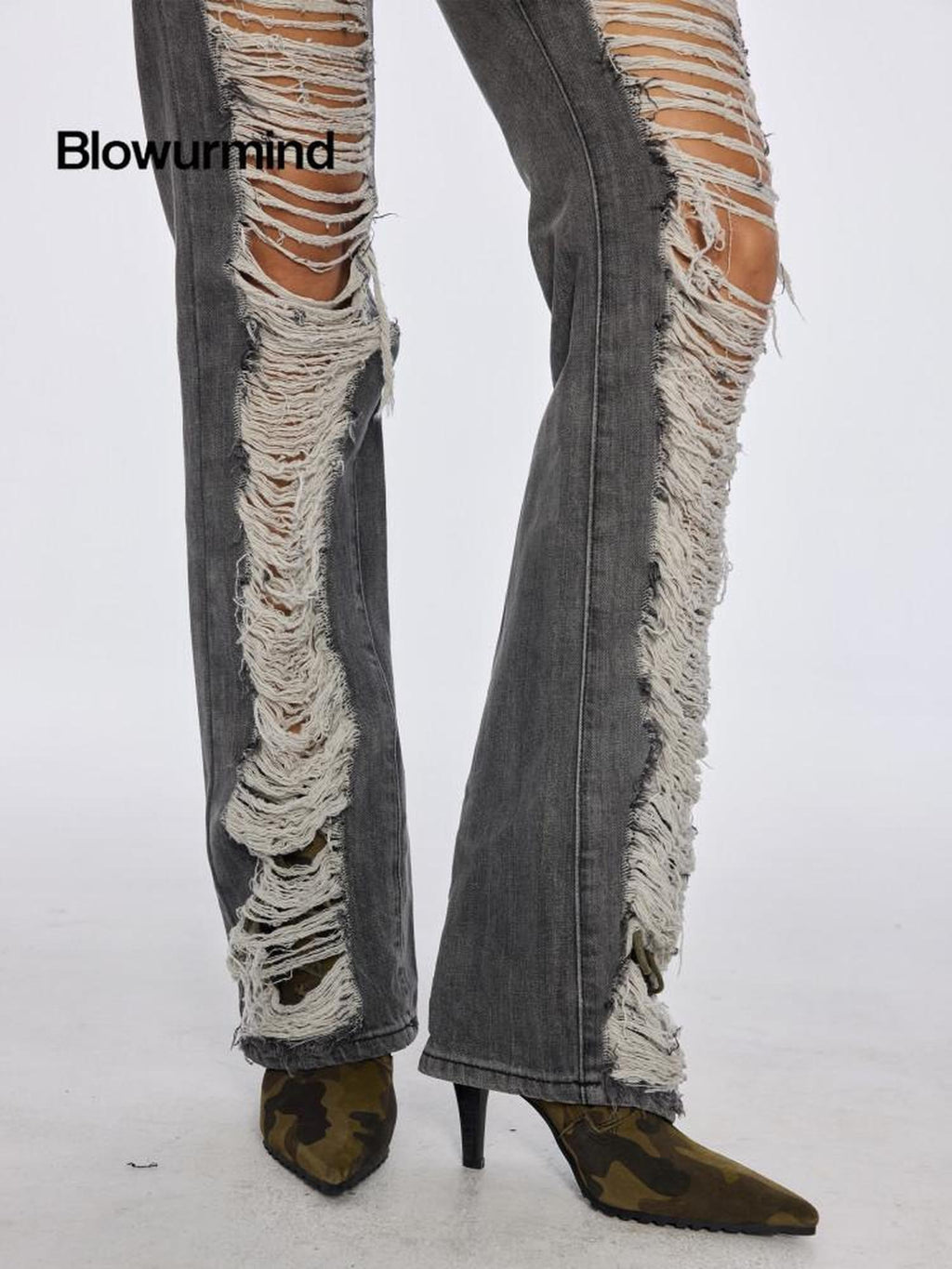 BUM STUDIO Punk Revival Heavy Distressed Low Rise Women's Denim Straight-leg Jeans