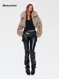 BUM STUDIO Realistic Plush Short Solid Women's Polyester Faux Fur Coats