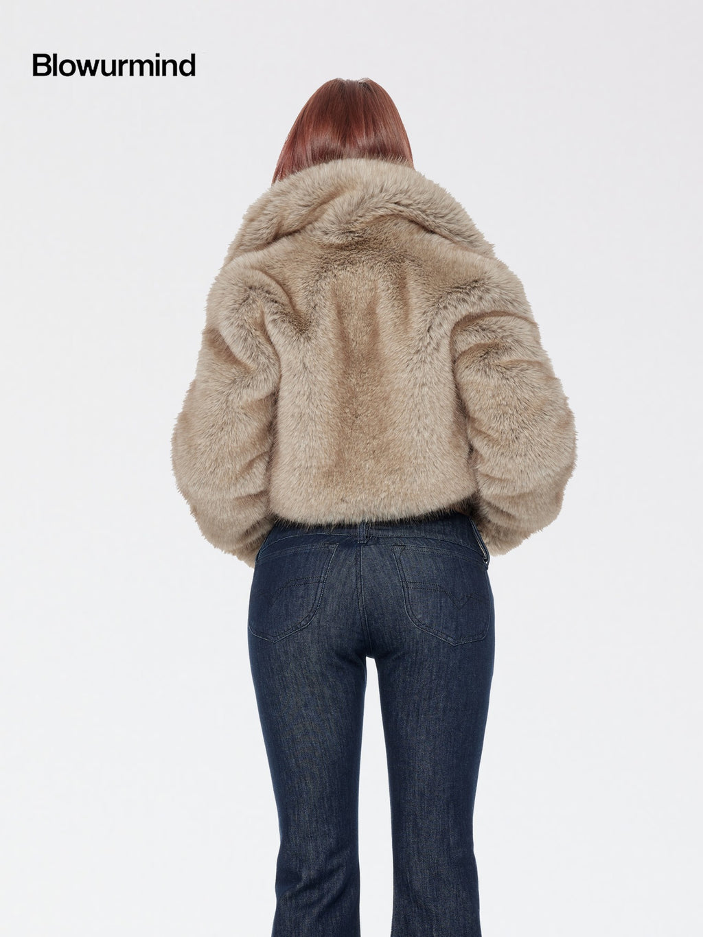 BUM STUDIO Realistic Plush Short Solid Women's Polyester Faux Fur Coats
