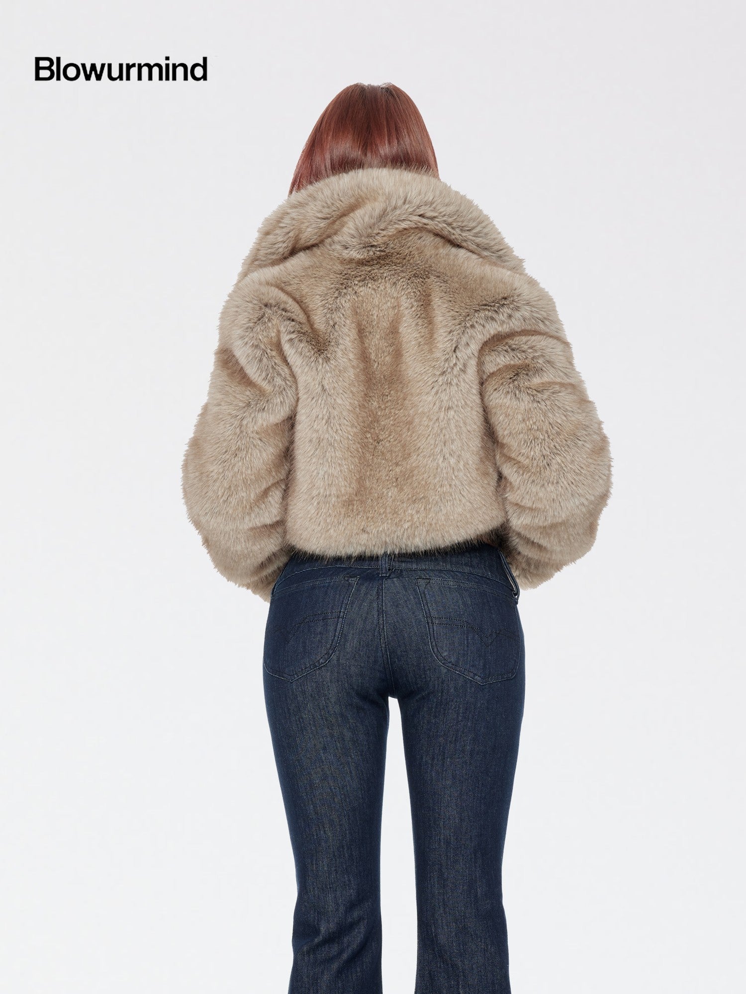 BUM STUDIO Realistic Plush Short Solid Women's Polyester Faux Fur Coats