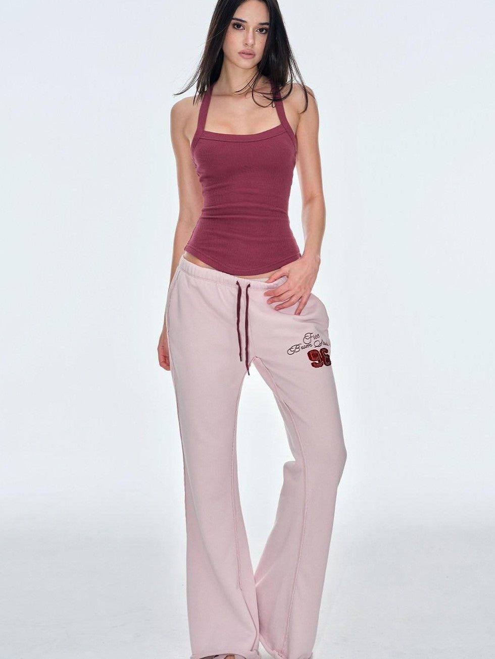 BUM STUDIO Ribbed U Neck Removable Pad Narrow Strap Beautiful Back Women's Cotton Tank Tops