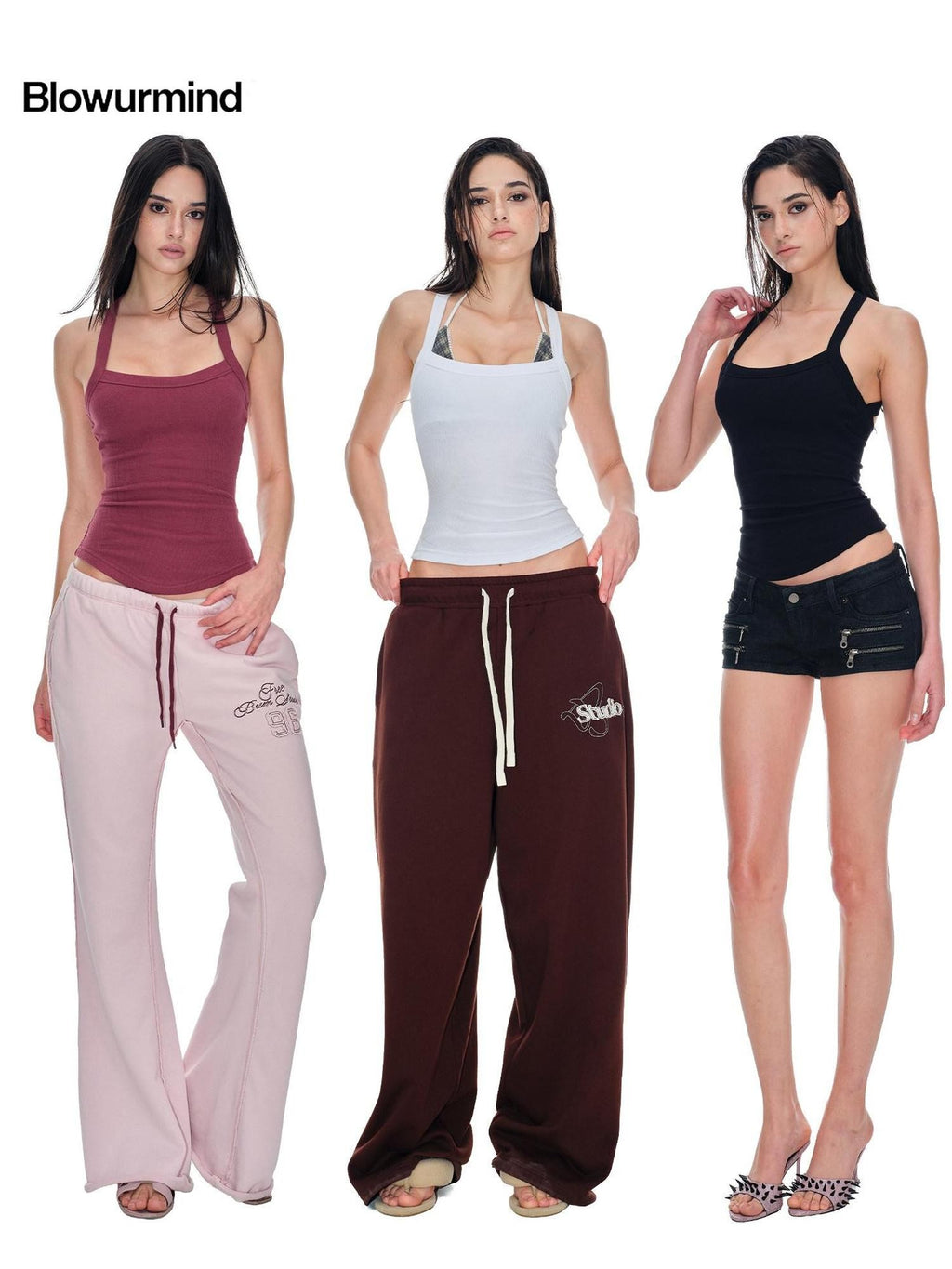 BUM STUDIO Ribbed U Neck Removable Pad Narrow Strap Beautiful Back Women's Cotton Tank Tops