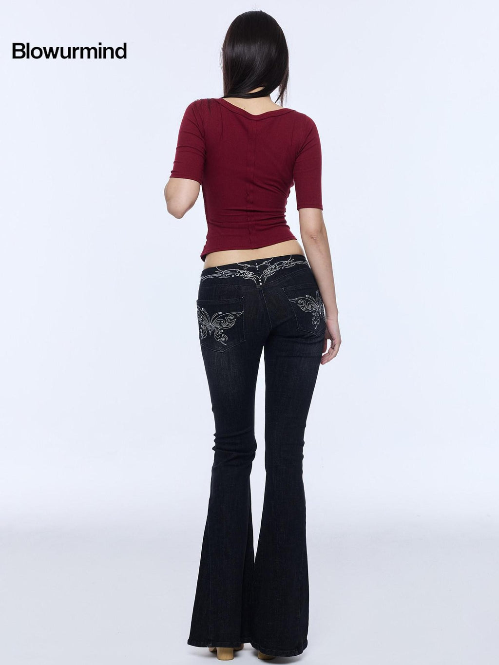 BUM STUDIO Rust Red Lace Built In Padded Bra Slim V-neck Women's Cotton Spandex Cardigans