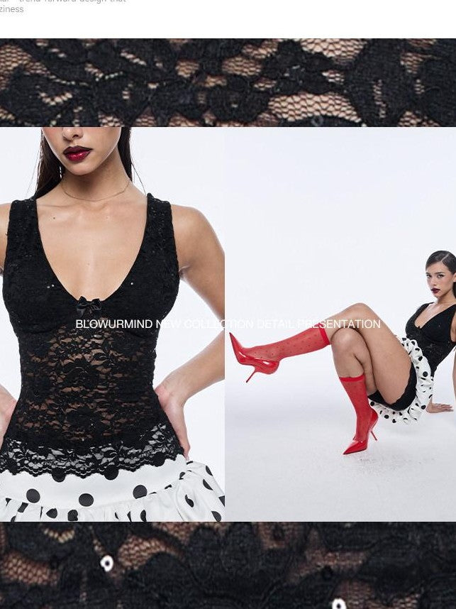 BUM STUDIO Sequin Embellished Padded V-neck Waist Cinching Women's Lace Tank Tops