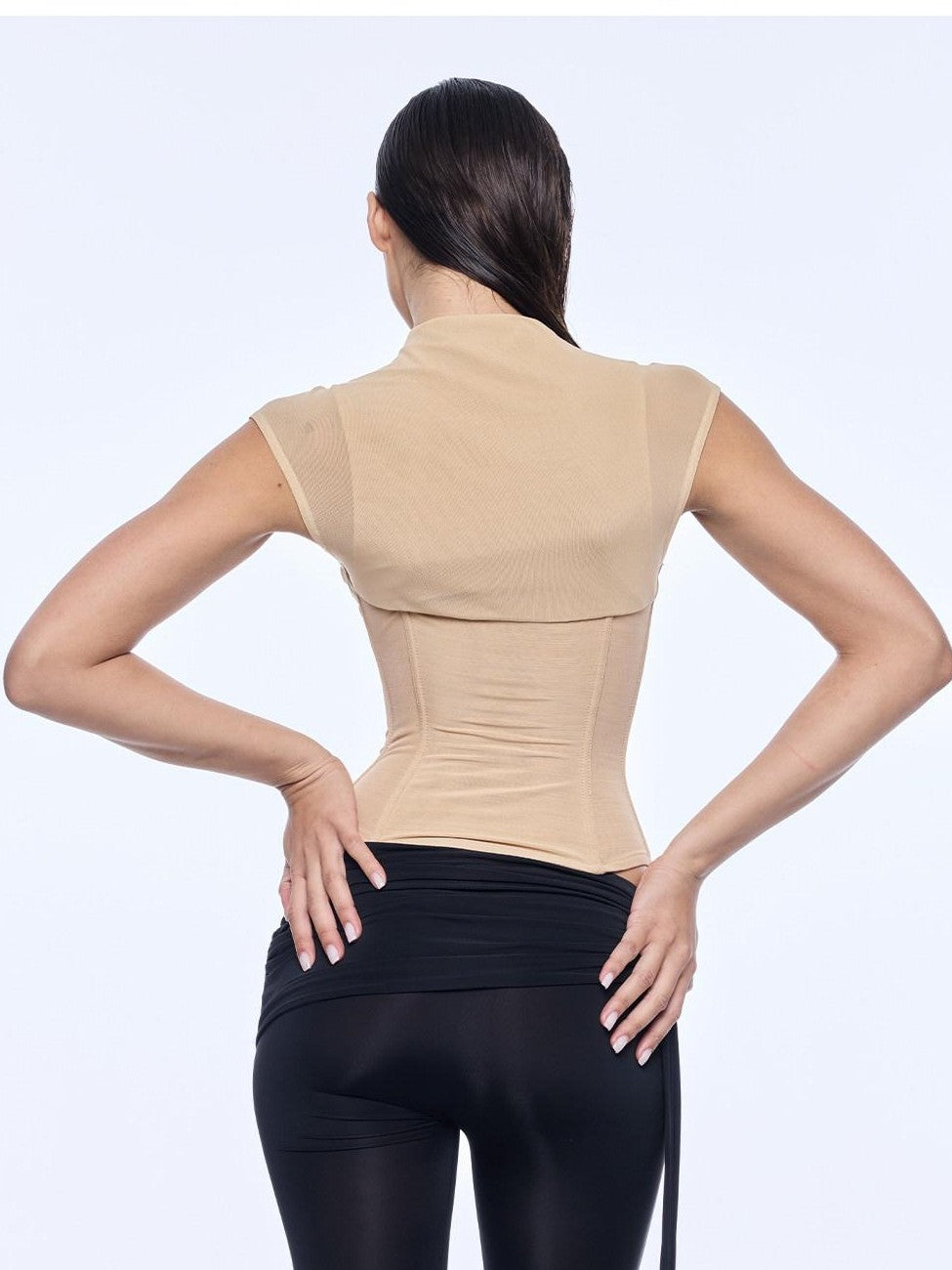 BUM STUDIO Shaping Pressure Mesh Double Layer Boned Waist Women's Nylon Tank Tops