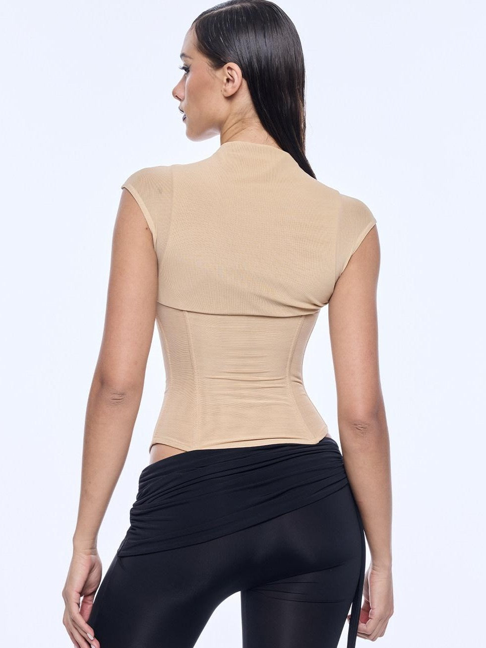 BUM STUDIO Shaping Pressure Mesh Double Layer Boned Waist Women's Nylon Tank Tops