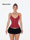 BUM STUDIO Sheer Mesh Double Layer Boned Lace Up Zipper Padded Women's Nylon Bandeau Tops