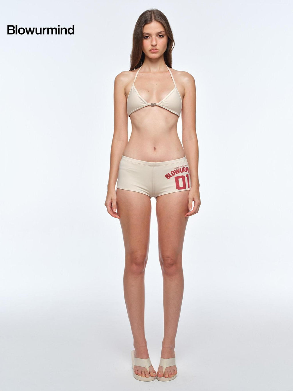 BUM STUDIO Sheer Padded Bikini Double Layer Bell Sleeve Women's Casual Top & Shorts Sets