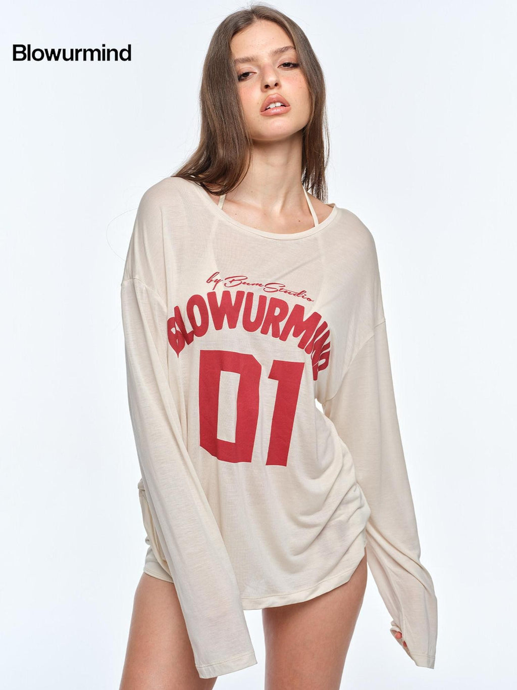 BUM STUDIO Sheer Padded Bikini Double Layer Bell Sleeve Women's Casual Top & Shorts Sets