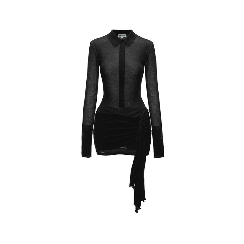 BUM_STUDIO_Sheer_Panel_Knit_Buttoned_V-neck_Women's_Lyocell_Bodycon_Mini_Dresses_895133746739_MISSTT