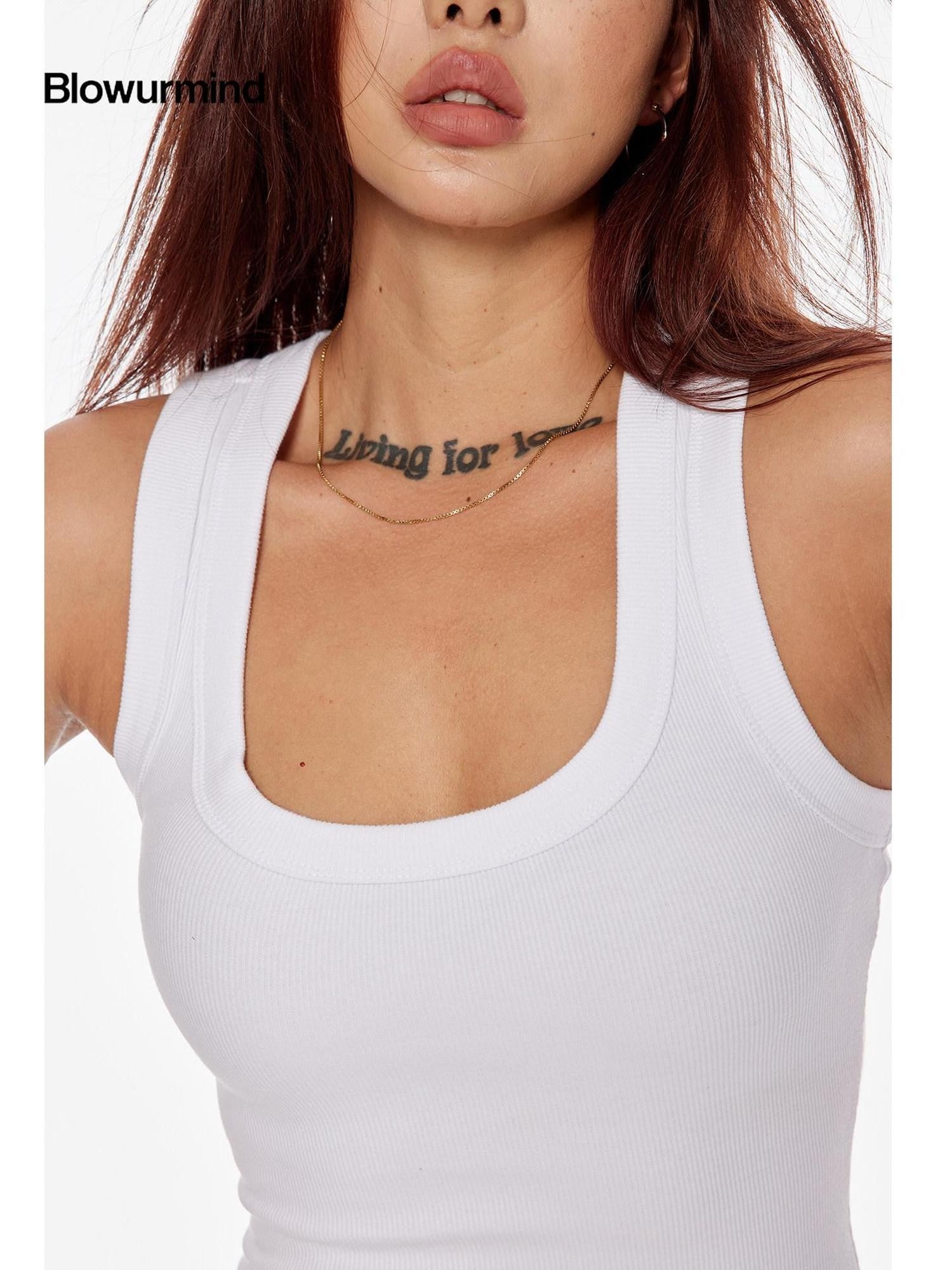 BUM STUDIO Slim Waist Cinch Narrow Strap Racerback Women's Cotton Spandex Tank Tops