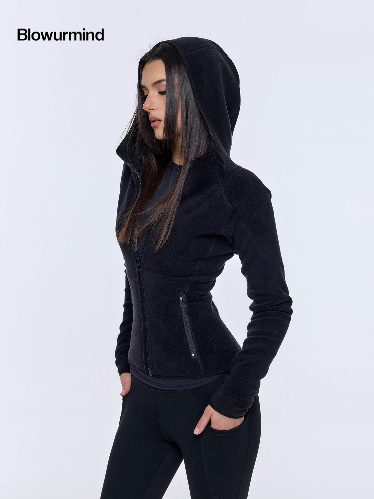 BUM STUDIO Sporty Structured Double Sided Fleece Women's Polyester Spandex Fleece Jackets