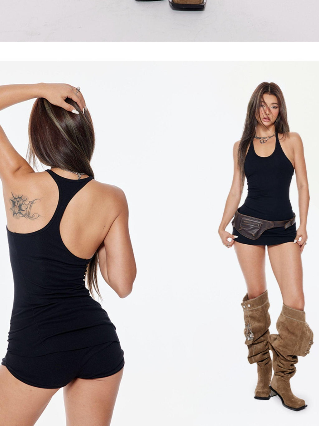 BUM STUDIO Strappy Asymmetric Convertible Women's Cotton Blend Casual Top & Shorts Sets