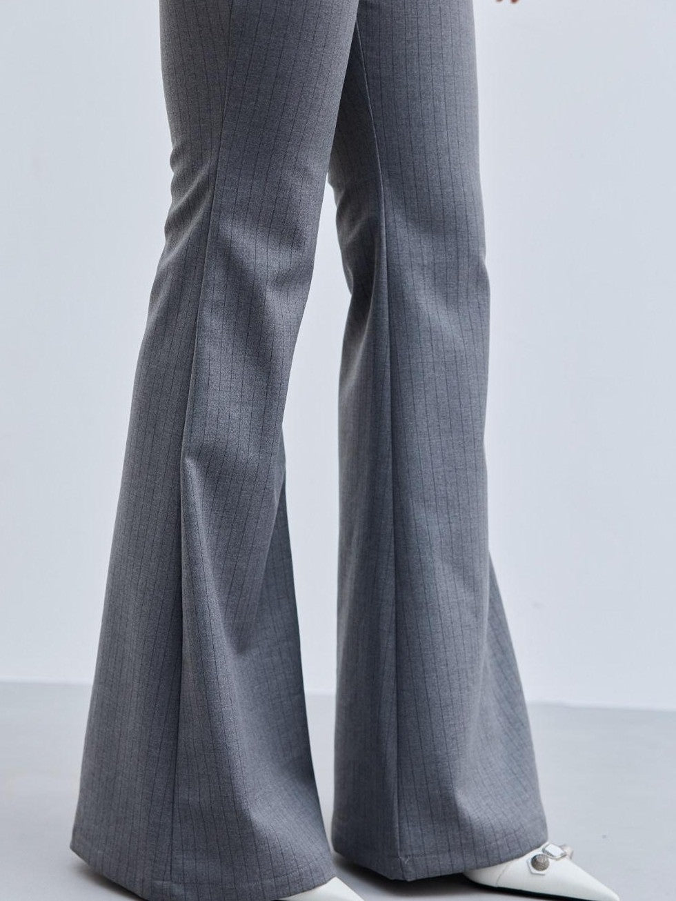 BUM STUDIO Striped Contour Tailored Low Waist Women's Polyester Cotton Stretch Flare Pants