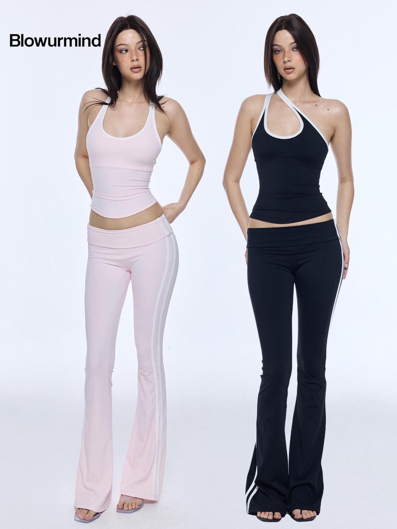 BUM STUDIO Striped Padded Support Multiway Slim Sleeveless Women's Sport Top & Shorts Sets