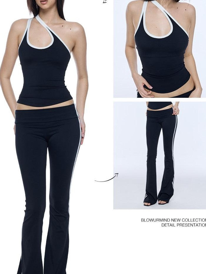 BUM STUDIO Striped Padded Support Multiway Slim Sleeveless Women's Sport Top & Shorts Sets