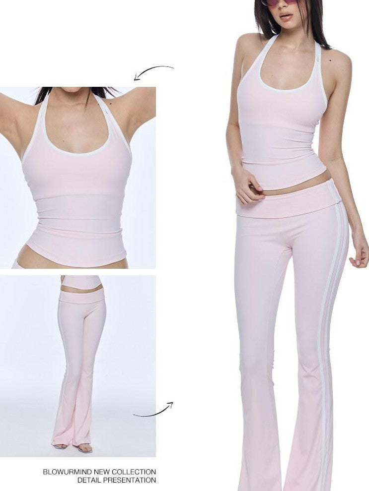BUM STUDIO Striped Padded Support Multiway Slim Sleeveless Women's Sport Top & Shorts Sets