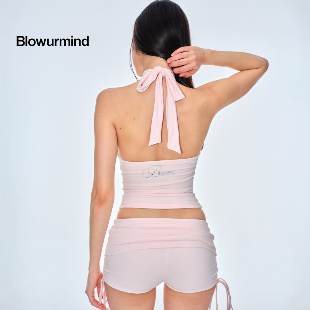 BUM_STUDIO_Studded_Cutout_Slim_Padded_Pink_Black_Women's_Nylon_Halter_Tops_1041017744465_MISSTT