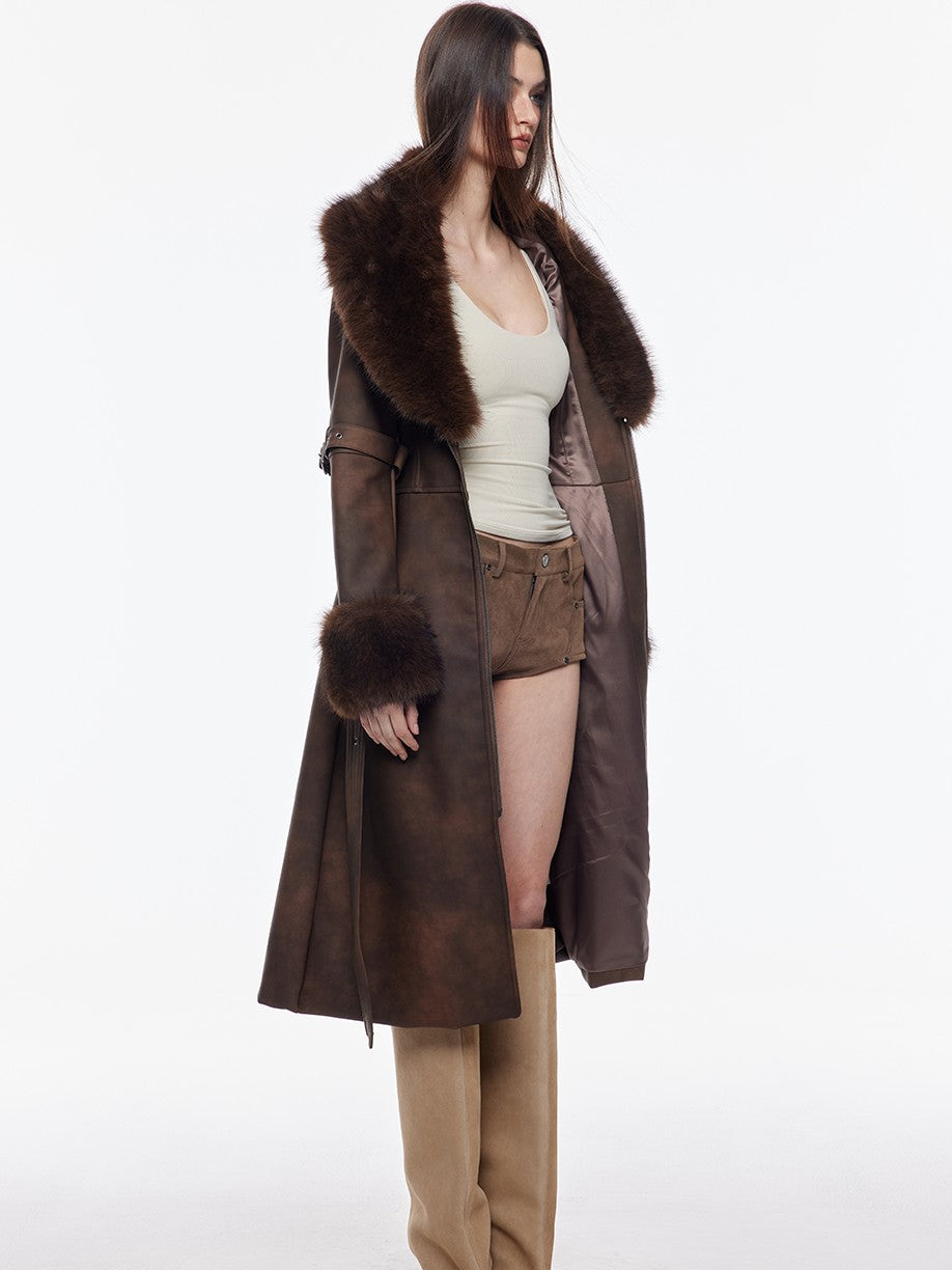 BUM STUDIO Suede Texture Spliced Low Rise Leg Lengthening Slim Women's Pu Hot Pants